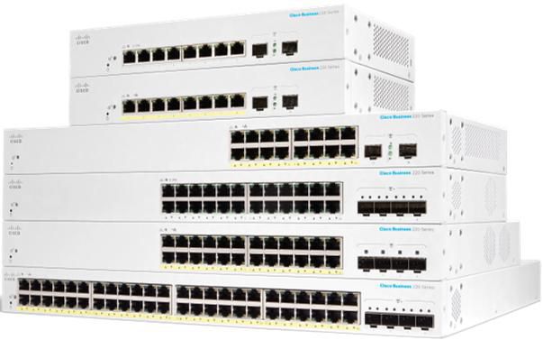 Cisco Business 220 Series CBS220-8FP-E-2G - Switch smart 8 x 10/100/1000 (PoE+) + 2 x Gigabit SFP (uplink) rack-mountable PoE+ (130 W) (CBS220-8FP-E-2G-EU)