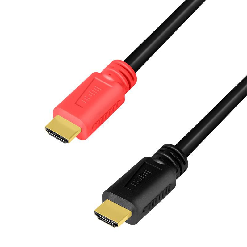 HDMI cable, A/M to A/M, 4K/60 Hz, amplifier, black/red, 10 m