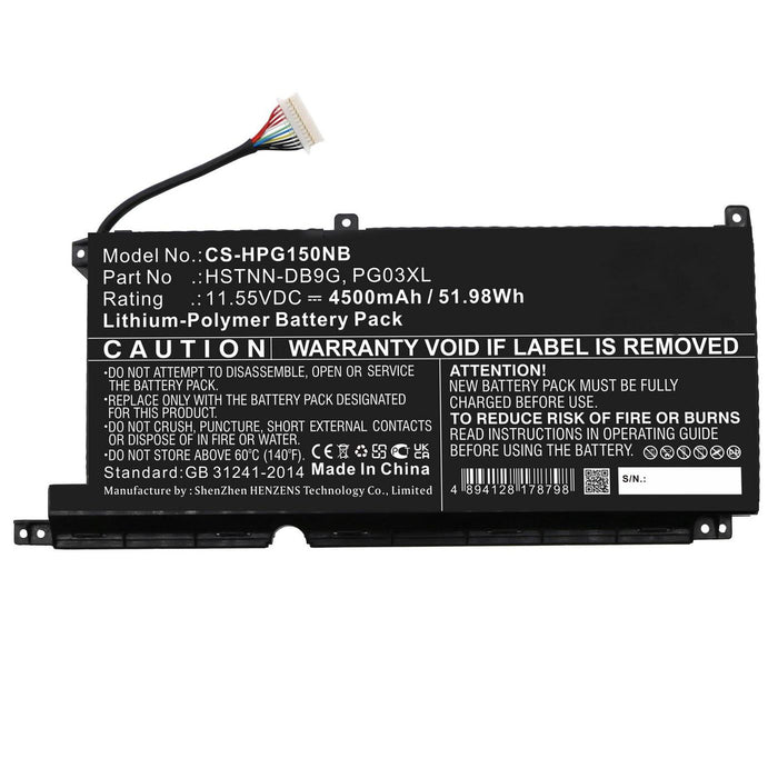 11.55V 4500mAh, Black for HP