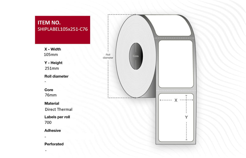 76mm. Direct Thermal, with