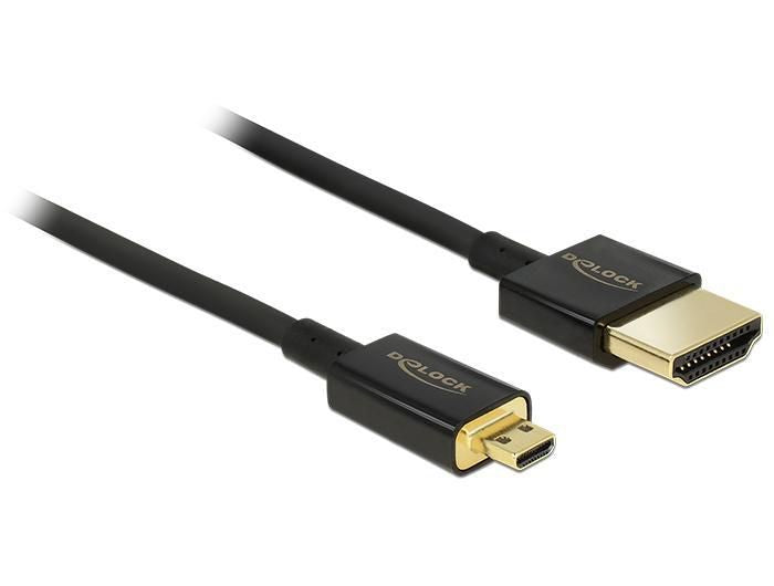 Kabel High Speed HDMI mit Ethernet - HDMI-A Stecker > HDMI Micro-D Stecker 3D 4K 1 m Slim High Quality