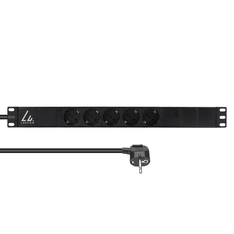 "19 Rack Mount Power Strip 1U 10A with 5 X Schuko Type Rack Module (LVR-3MSCH-LIC-SCH5)"