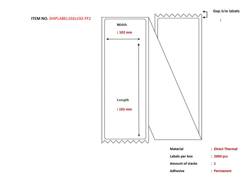 Fanfold. Direct Thermal, 2000