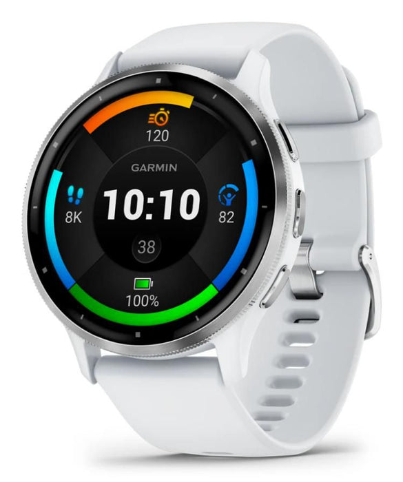 Garmin Venu 3 3.56 cm (1.4") AMOLED 45 mm Digital 454 x 454 pixels Touchscreen Silver, White Wi-Fi GPS (satellite)