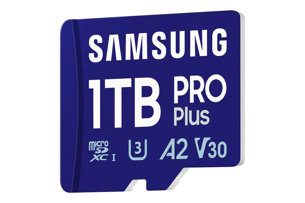 Samsung PRO Plus MB-MD1T0SA - Flash memory card (microSDXC to SD adapter included) - 1 TB - A2 / Video Class V30 / UHS-I U3 - microSDXC UHS-I