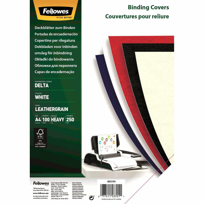 A4 Leatherboard Covers White 100pk (FSC)