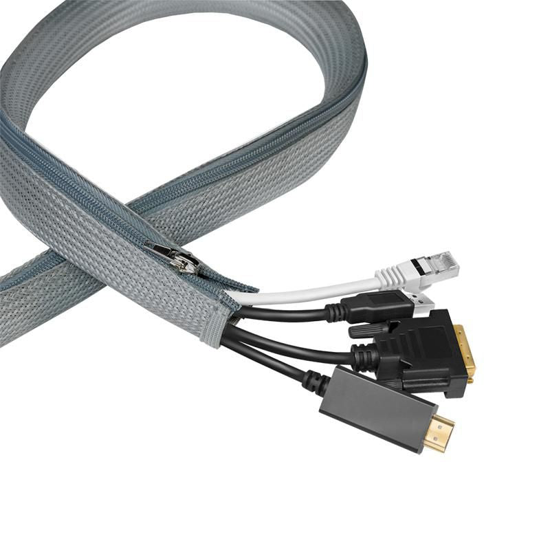 Cable sleeve with zipper, Polyester, OD: 50 mm, grey, 1 m
