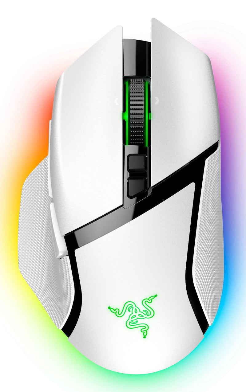 Razer Basilisk V3 pro - Mouse - ergonomic - right-handed - optical - 11 buttons - wired, wireless - Bluetooth, 2.4 GHz - USB wireless receiver - white