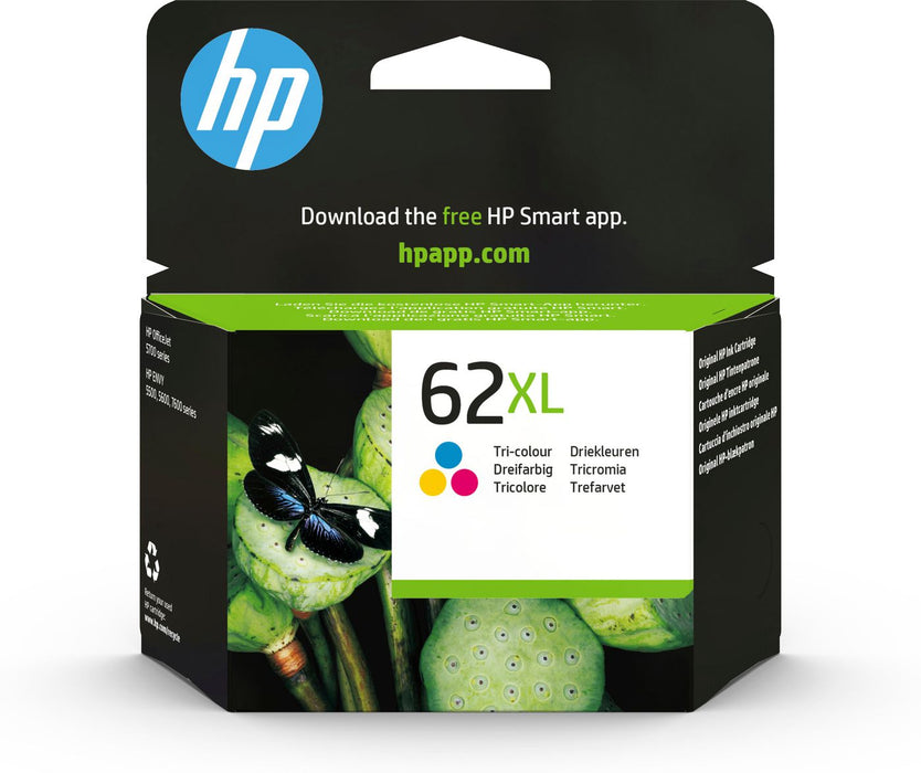HP 62XL - C2P07AE - Tricolour - Tricolour- - Ink cartridge - High Yield - For Envy 5640, 5644, 5646, 5660, 7640, Officejet 5740, 5742, 8040 with Neat