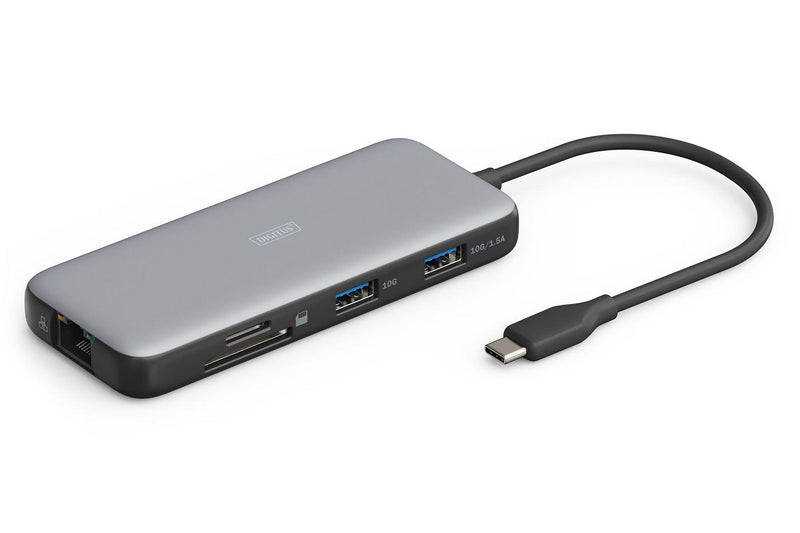 "Docking USB-C->HDMI,USB3.2,RJ45,SD,MicroSD,PD Alu si"