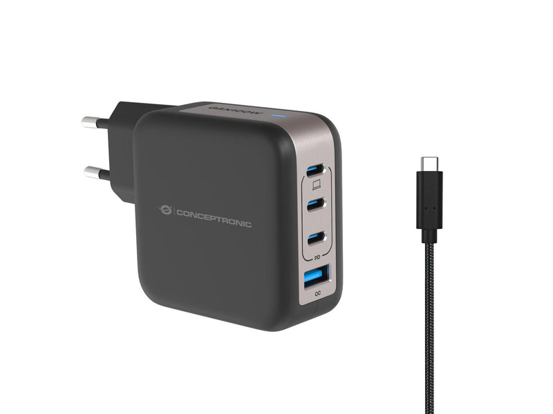 CONCEPTRONIC Ladegerät 4Port GaN 3xUSB-C/1xA100WPD3.0/PPS sw