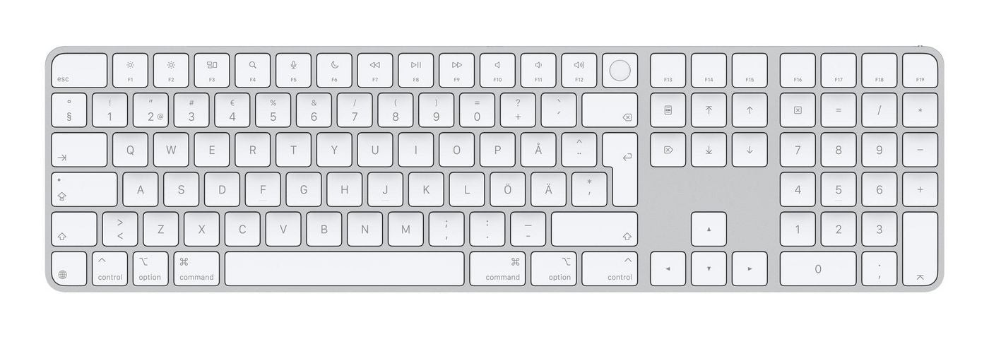Apple Magic Keyboard with Touch ID and Numeric Keypad - Keyboard - USB-C - wireless - Bluetooth - Swedish - white keys