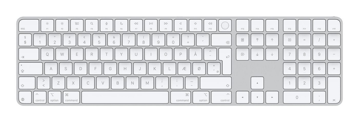 Apple Magic Keyboard with Touch ID and Numeric Keypad - Keyboard - USB-C - wireless - Bluetooth - QWERTY - Danish - white keys