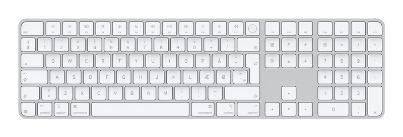 Apple Magic Keyboard with Touch ID and Numeric Keypad - Keyboard - USB-C - wireless - Bluetooth - QWERTY - Danish - white keys