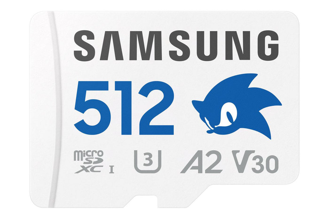 Samsung PRO Plus MB-MD512SA - Sonic the Hedgehog flash memory card (microSDXC to SD adapter included) - 512 GB - A2 / Video Class V30 / UHS-I U3 - mic