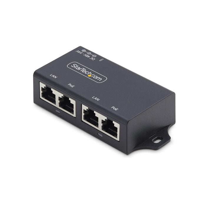StarTech.com 2-Port Gigabit PoE+ Injector, PoE/PoE+ (802.3af/802.3at) 30W - PoE injector - unmanaged inline - DC 48 - 52 V - 30 Watt - output connecto