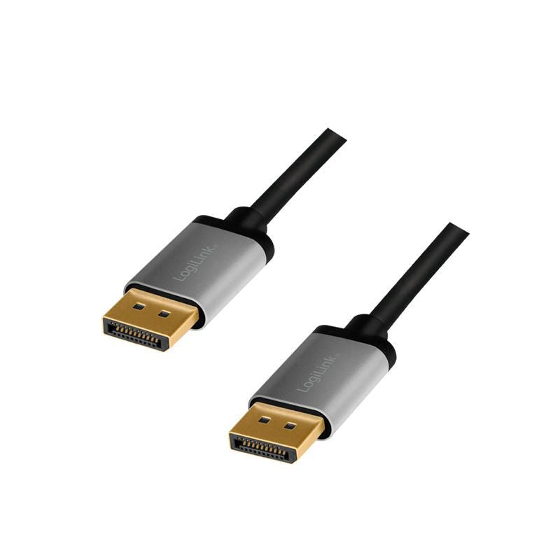 Logilink DisplayPort cable, DP/M to DP/M, 4K/60 Hz, alu, black/grey, 5 m