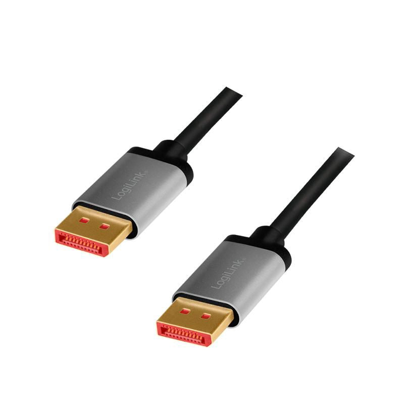 Logilink DisplayPort cable, DP/M to DP/M, 8K/60 Hz, alu, black/grey, 1 m