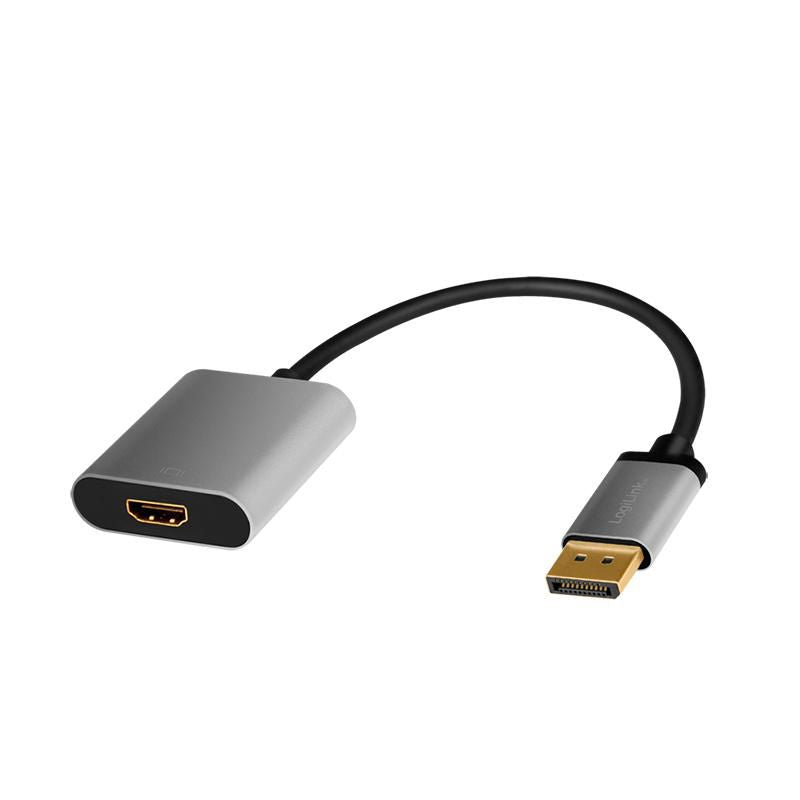 Logilink DisplayPort adapter,DP/M to HDMI A/F,4K/60 Hz, alu, black/grey, 0.15m