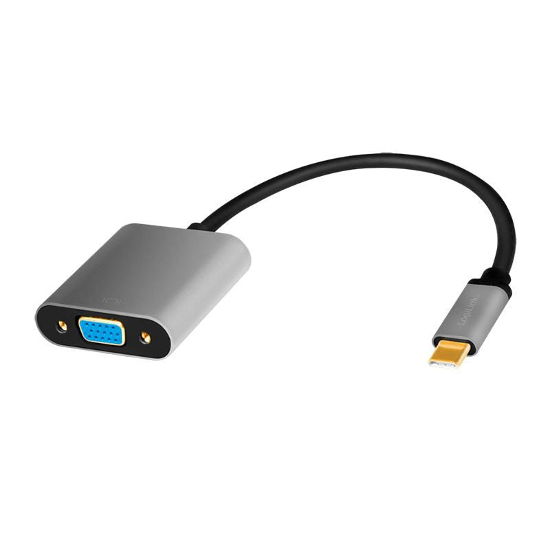 Logilink USB 3.2 Gen1 Type-C adapter, C/M to VGA/F, 1080p/60 Hz, alu, black/grey, 0.15 m