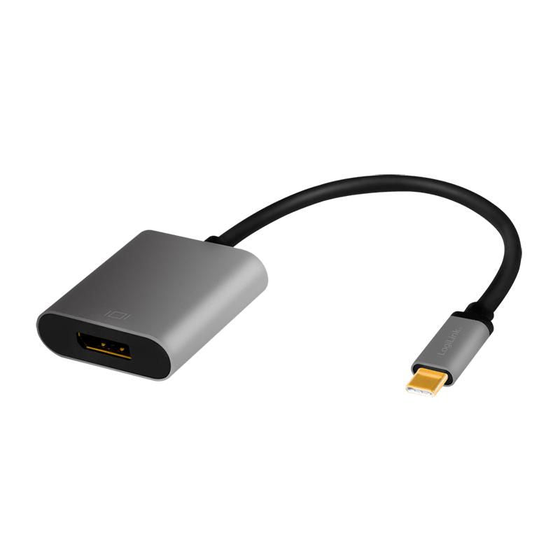 Logilink USB 3.2 Gen1 Type-C adapter, C/M to DP/F, 8K/60 Hz, alu, black/grey, 0.15 m