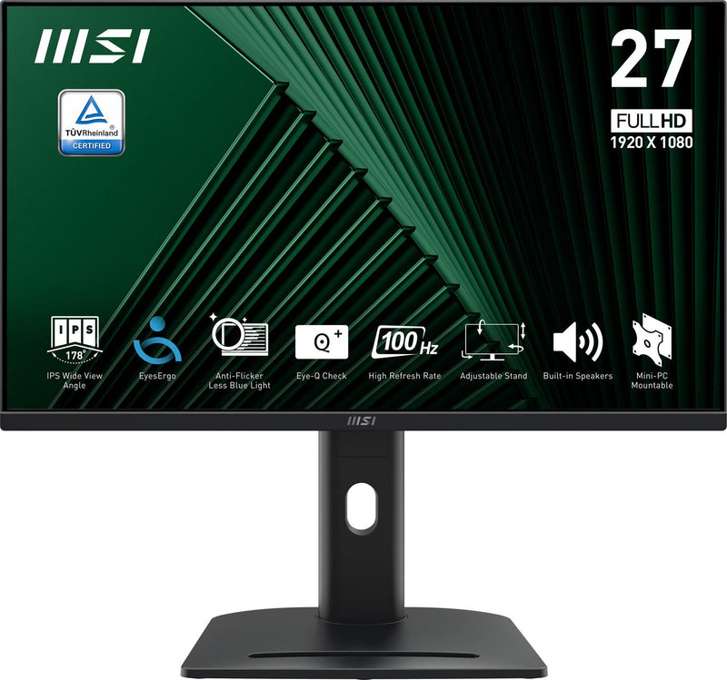 MSI PRO MP275PG 27-Inch Full HD Office Monitor - 1920 x 1080 IPS Panel 100Hz Eye-Friendly Screen VESA Mountable Display Kit Support 4-Way Adjustable -