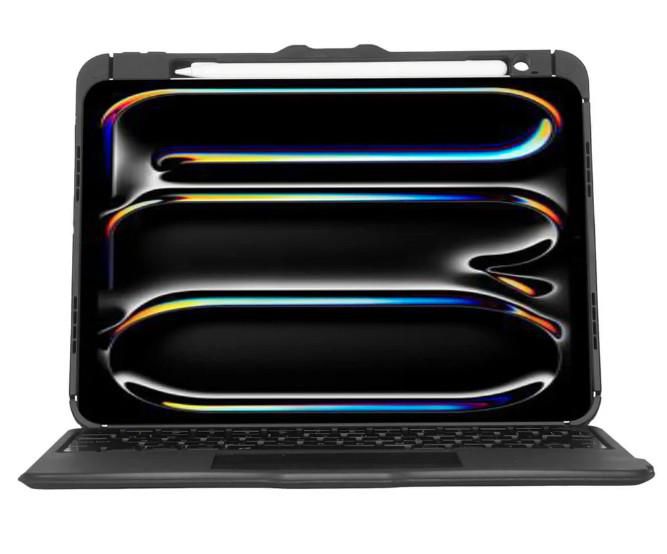 Targus Versavu - Keyboard and folio case - with trackpad - backlit - wireless - Bluetooth 5.0 - QWERTY - Nordic - black