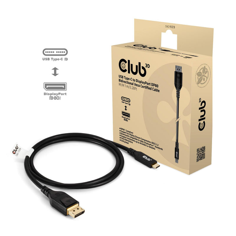 Club3D Kabel USB Typ C <-> DP 2.1 1m 10K60Hz St/St