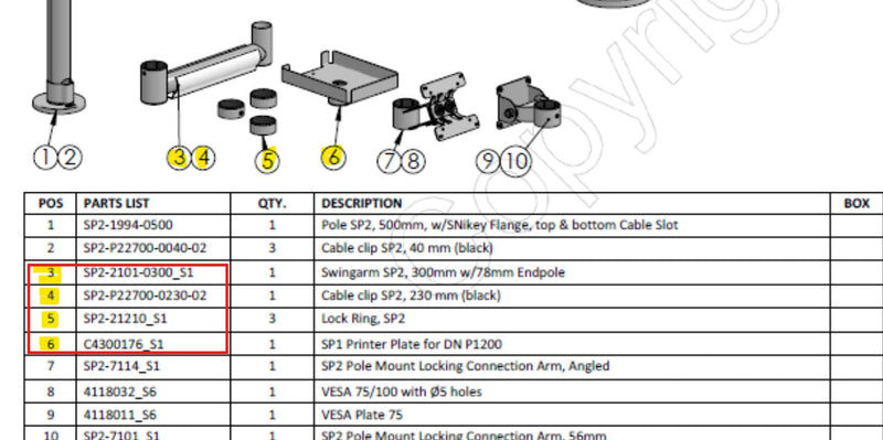SP2, Lock Ring SP", SP1