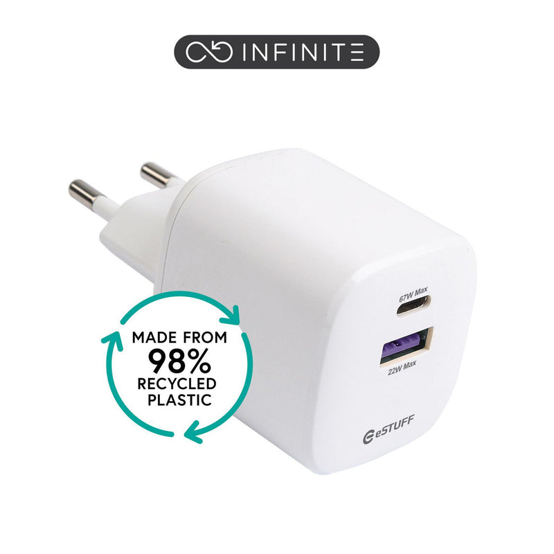 EU PD 67W GaN. 1x USB-C - 1 X