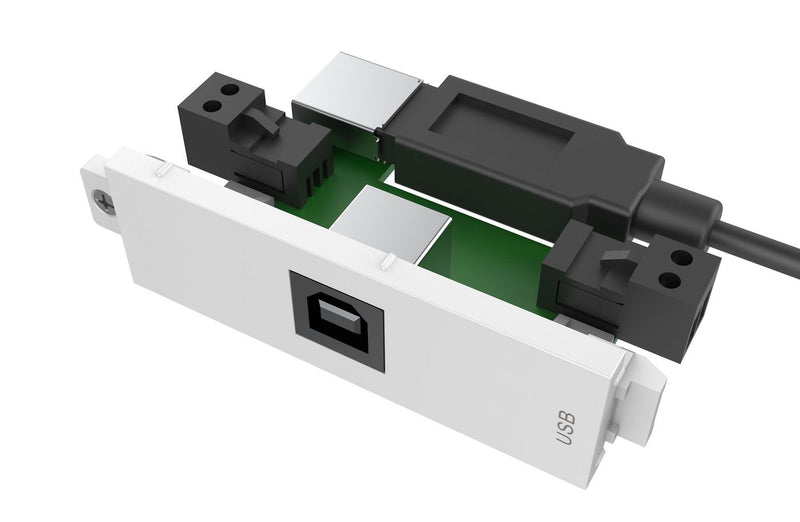 Modular AV faceplate component - USB B (on front) to A module - A type socket on the rear and square B type socket on the front - USB 3.0 backward com
