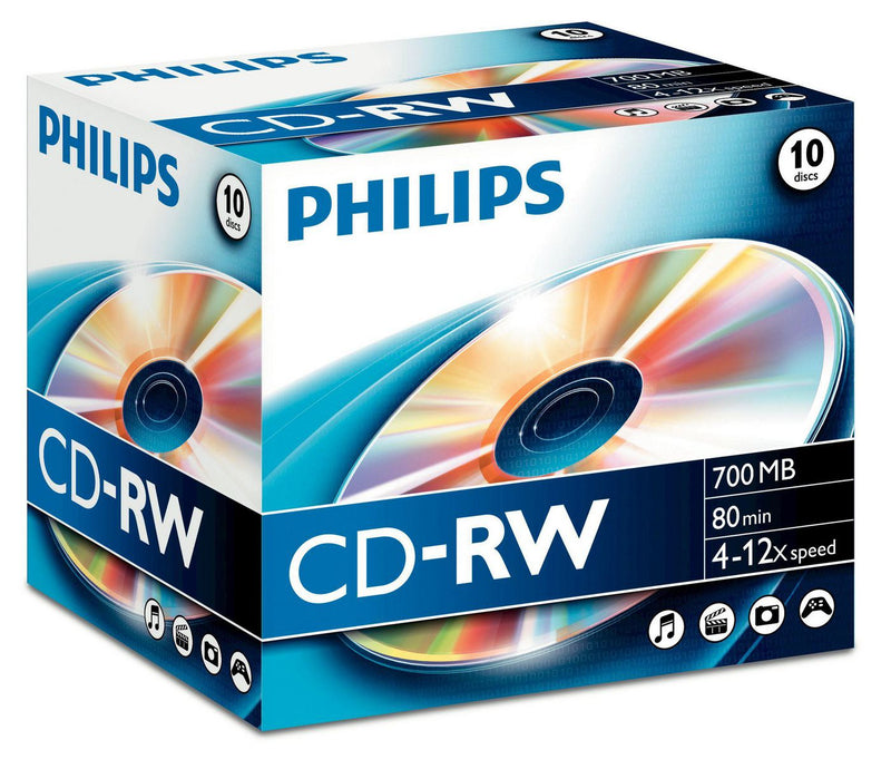 "1x10 Philips CD-RW 80Min 700MB 4-12x JC"