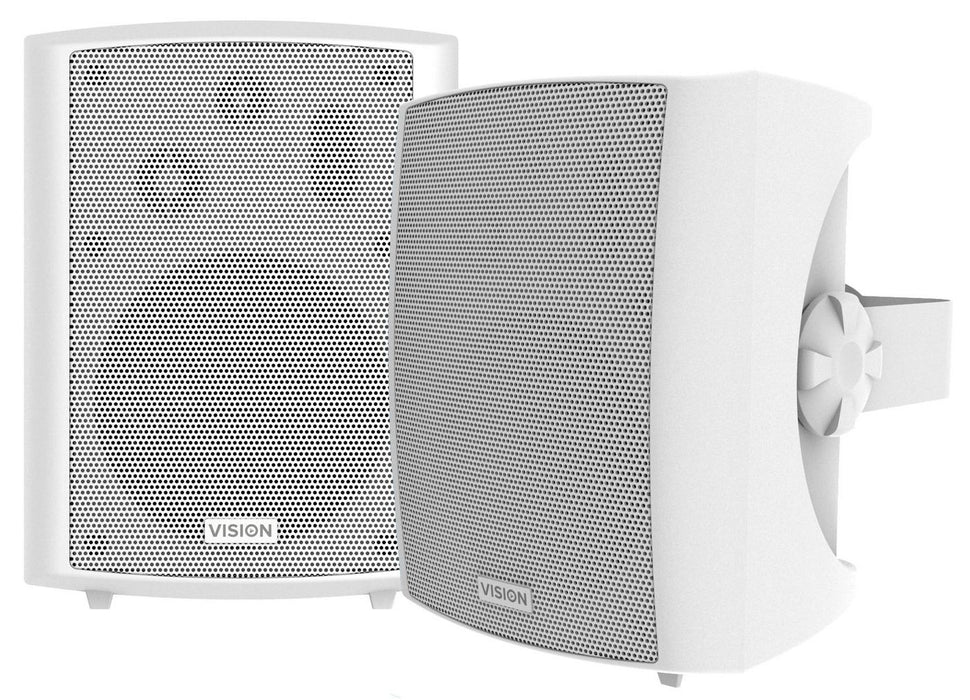 Pair wall speakers - 5.25" - passive - 50 watt power handling - 3 way with bass reflex - horizontal C brackets included - white