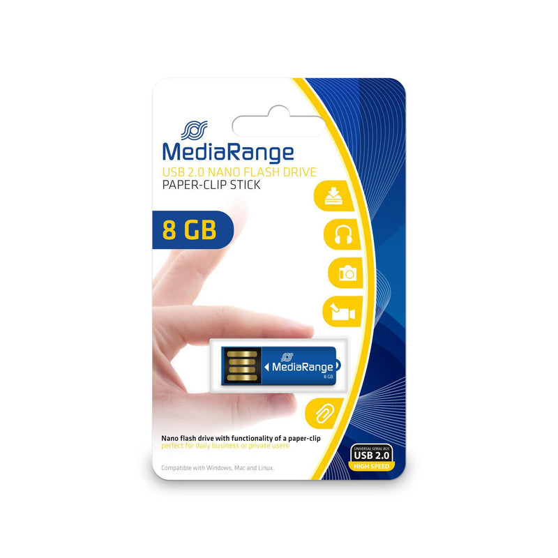 STICK MediaRange USB Nanostick 8 GB m. Klammerfunktion blau
