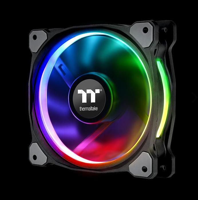 140mm Thermaltake Riing Plus 14 LED RGB Radiator Fan TT Premium Black 3 Pack