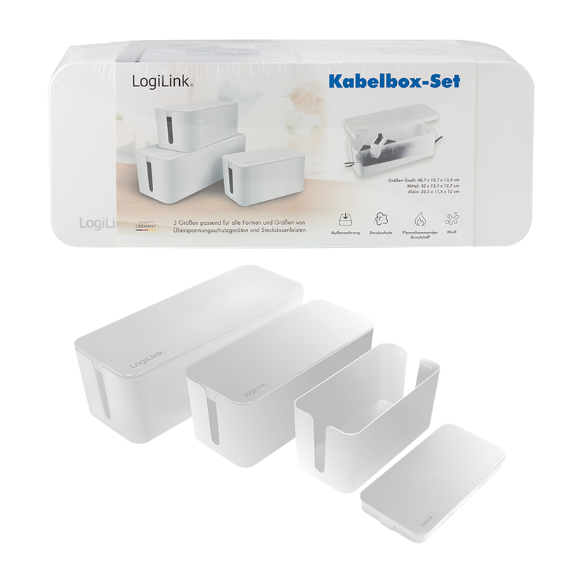 Logilink Kabelbox-Set, 3 Größen, weiß