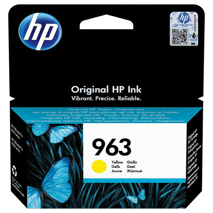 HP 963 - 10.7 ml - yellow - original - Officejet - ink cartridge - for Officejet Pro 9010, 9012, 9014, 9015, 9016, 9019, 9020, 9022, 9025