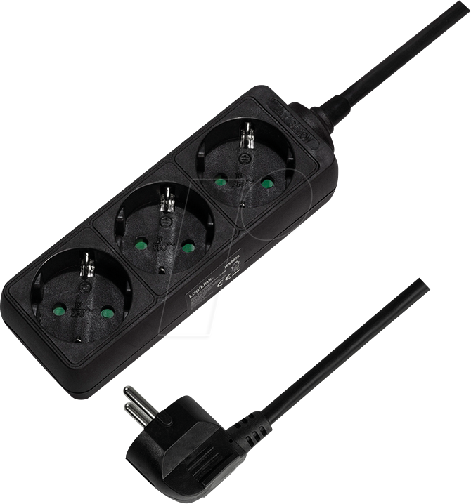 LogiLink 3-Fach Steckdosenleiste 1,5m Schwarz