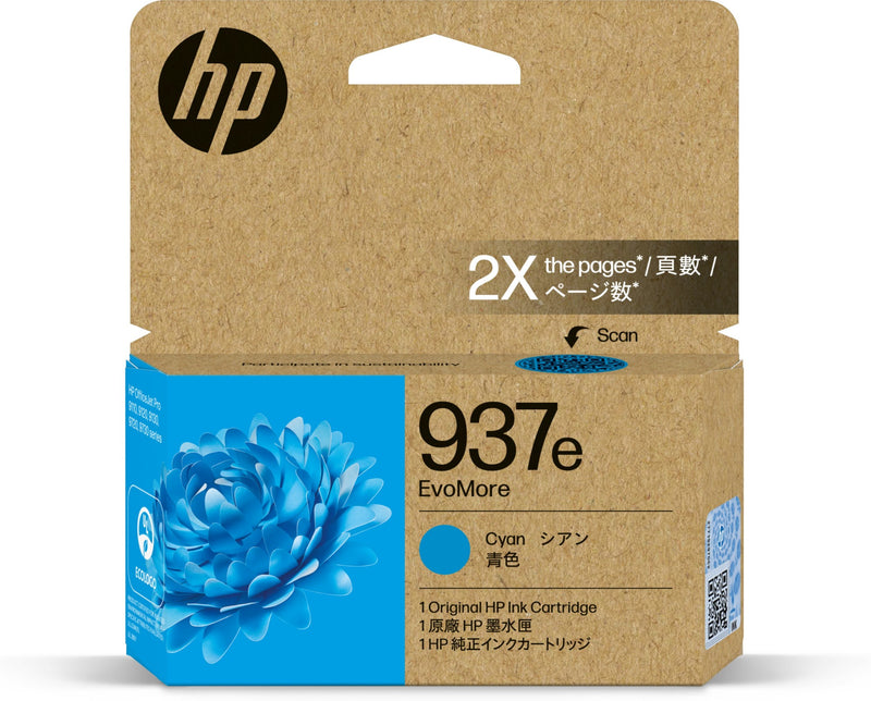 HP 937e EvoMore - Cyan - originale - cartouche d'encre - pour Officejet Pro 9110b, 9120e, 9720E, 9730e