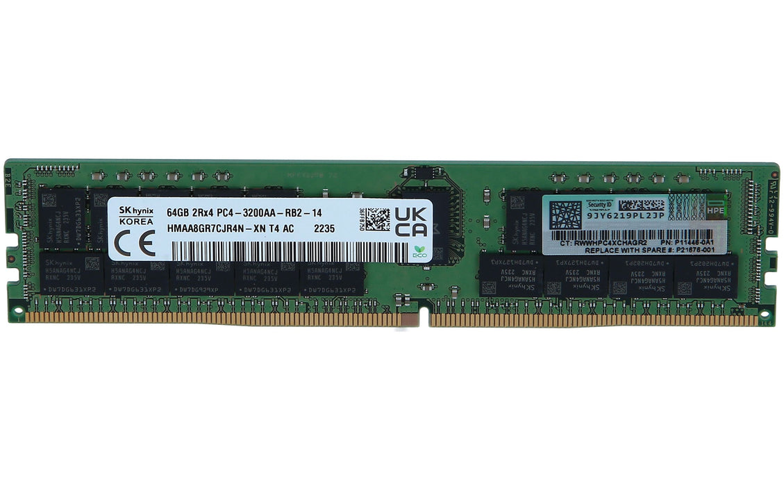 HPE 64GB (1x64GB) Dual Rank x4 DDR4-3200 CAS-22-22-22 Registered Smart Memory Kit
