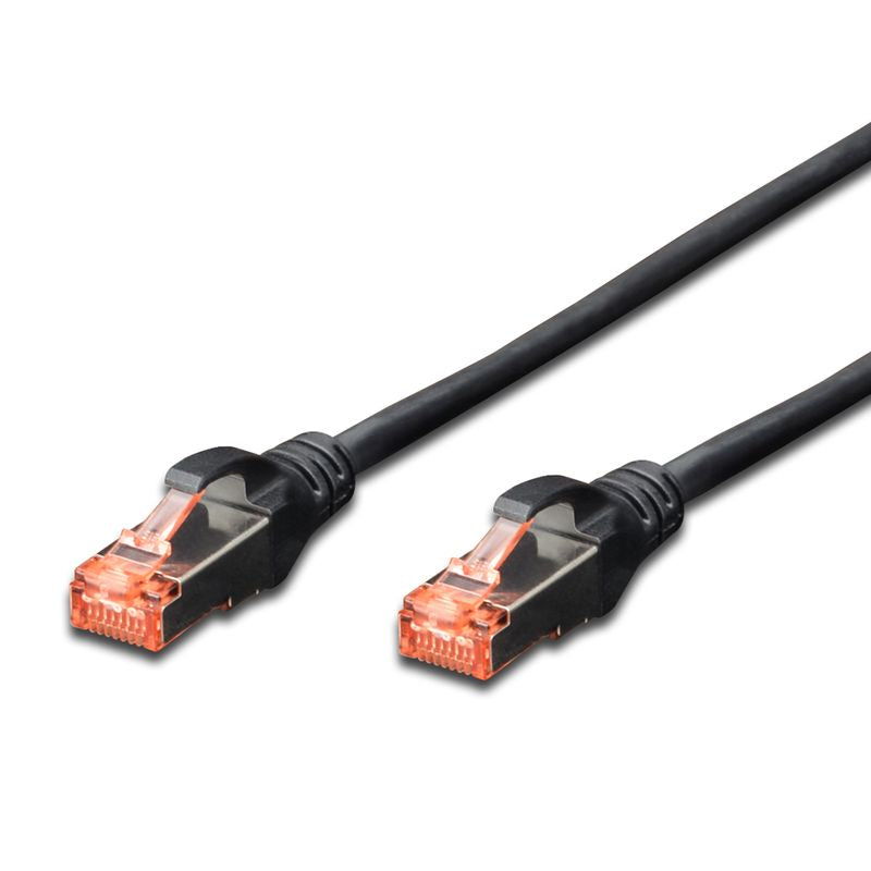 DIGITUS Patchkabel Cat6 S/FTP 2xRJ45 0.5m schw Hebelschutz Polybeutel