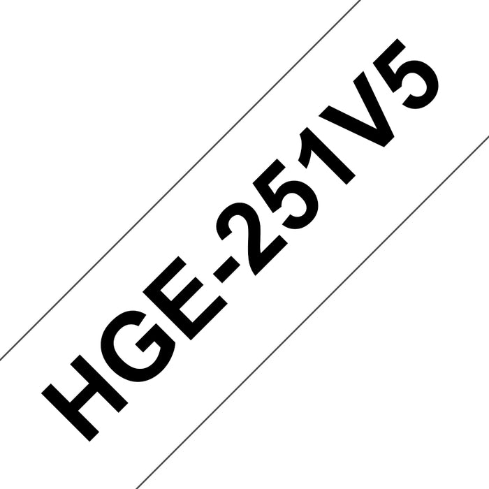 Brother HGE-251V5 - Black on white - Roll (2.4 cm x 8 m) 5 cassette(s) laminated tape - for P-Touch PT-9500pc, PT-9700PC, PT-9800PCN, P-Touch R RL-700