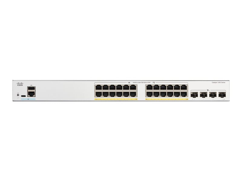 Cisco Catalyst 1200-24FP-4X - Switch - L3 - smart - 24 x 10/100/1000 (PoE+) + 4 x 10 Gigabit SFP+ - rack-mountable - PoE+ (375 W)