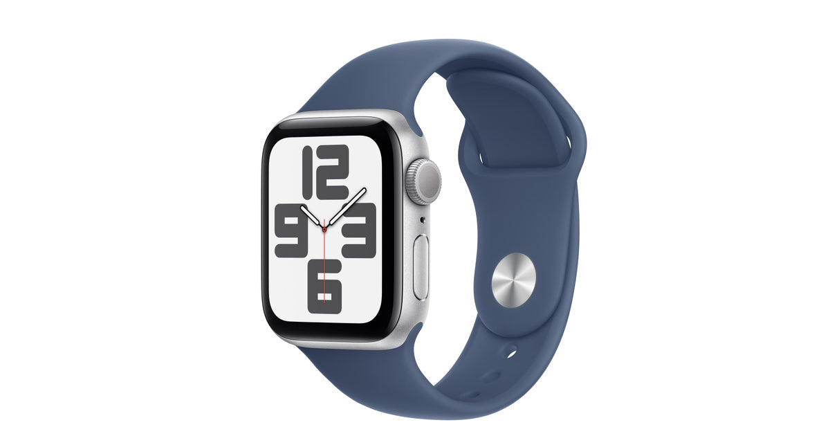 Apple Watch SE (GPS) - 2nd generation - 40 mm - silver aluminium - smart watch with sport band - fluoroelastomer - denim - band size: S/M - 32 GB - Wi