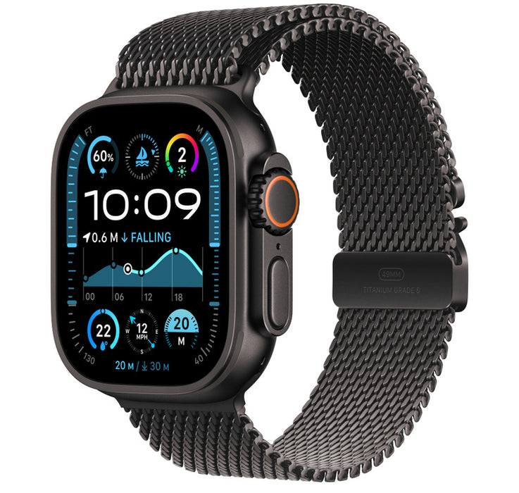 Apple Watch Ultra 2 - 49 mm - natural titanium - smart watch with Ocean band - fluoroelastomer - navy - wrist size: 130-200 mm - 64 GB - LTE, Wi-Fi 4,