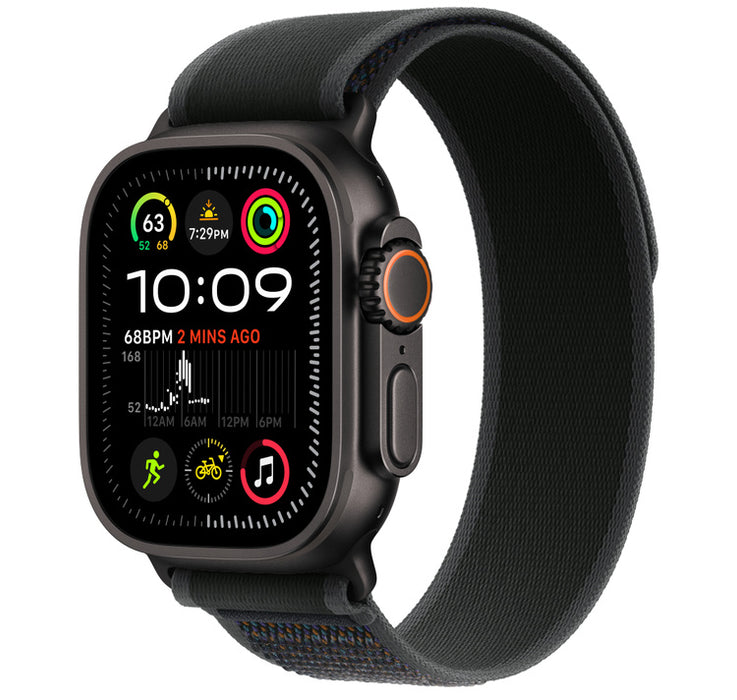 Apple Watch Ultra 2 - 49 mm - black titanium - smart watch with milanese loop - band size: M - 64 GB - LTE, Wi-Fi 4, UWB, Bluetooth - 4G - 61.8 g