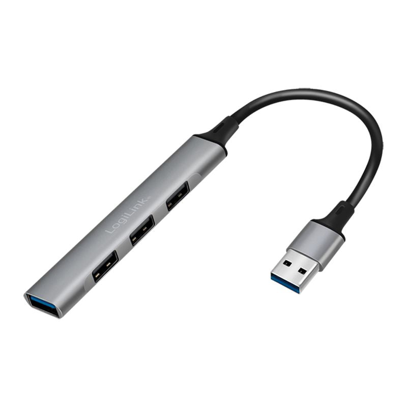 Logilink USB 3.0 Hub, 4-port, USB-A, ultra-slim, aluminum, grey