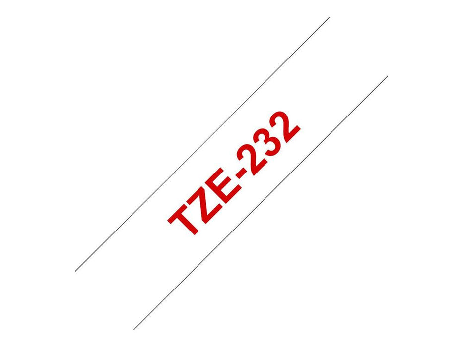 Brother TZe-232 - Standard adhesive - red on white - Roll (1.2 cm x 8 m) 1 cassette(s) laminated tape - for Brother PT-P750, P950, P-Touch PT-D210, D8
