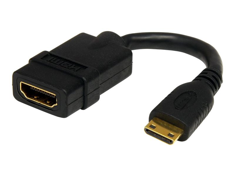 Startech 5in Mini HDMI to HDMI Adapter, 4K High Speed HDMI Adapter, 4K 30Hz Ultra HD High Speed HDMI Adapter, HDMI 1.4, Gold Plated Connectors, UHD Mi