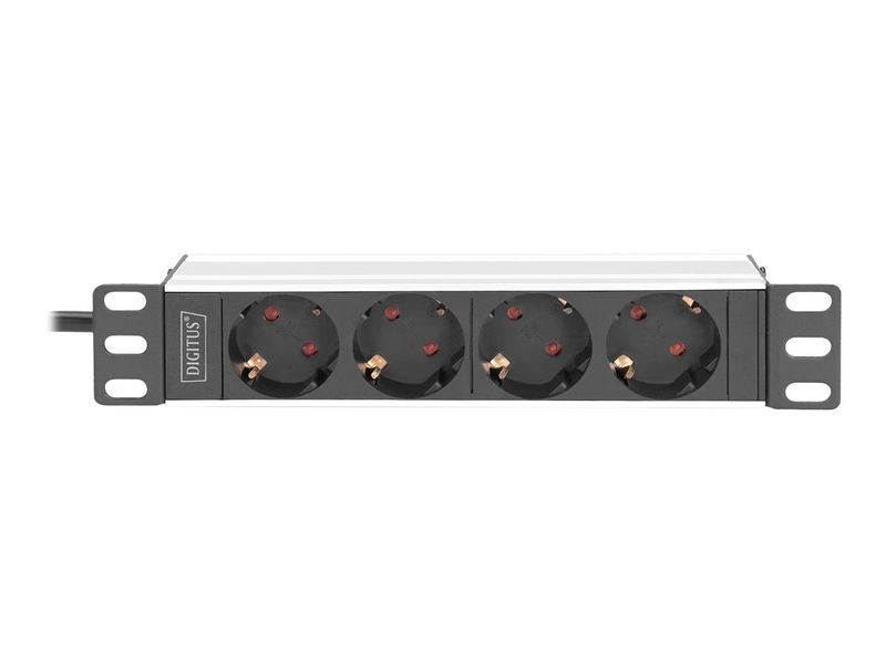 1U Aluminum PDU, 254 mm (10") rack mount, 4x safety outlet, 16A, 4000W, 250VAC 50/60Hz